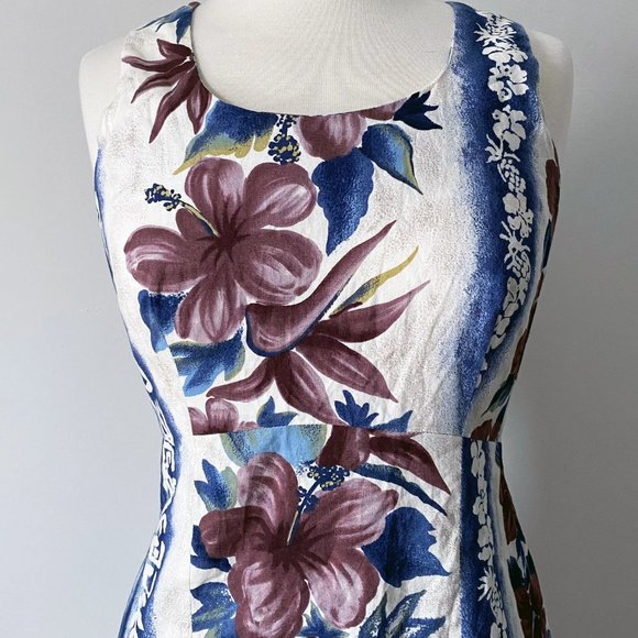 Hawaiian Vintage 90s Midi Hibiscus Tiki Dress • Size S - Picture 4 of 10